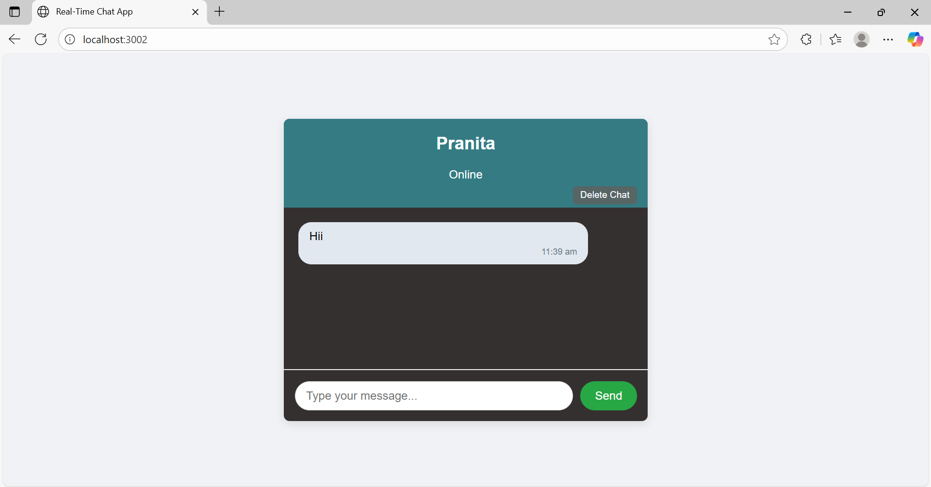 Screenshot of Real Time Chat App